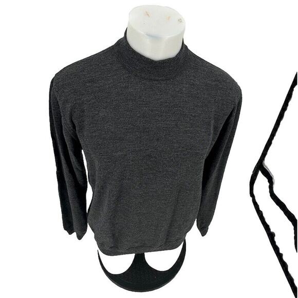 Bachrach Sweater Men Medium Gray Merino Wool Pullover High Neck Made Italy O14 - Picture 1 of 8